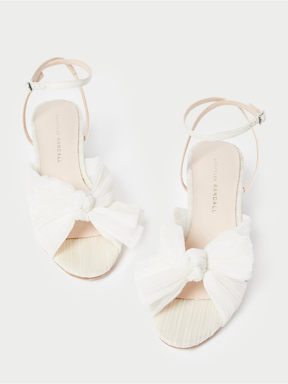 Loeffler Randall Dahlia Ivory Bow Ankle-Strap Sandals